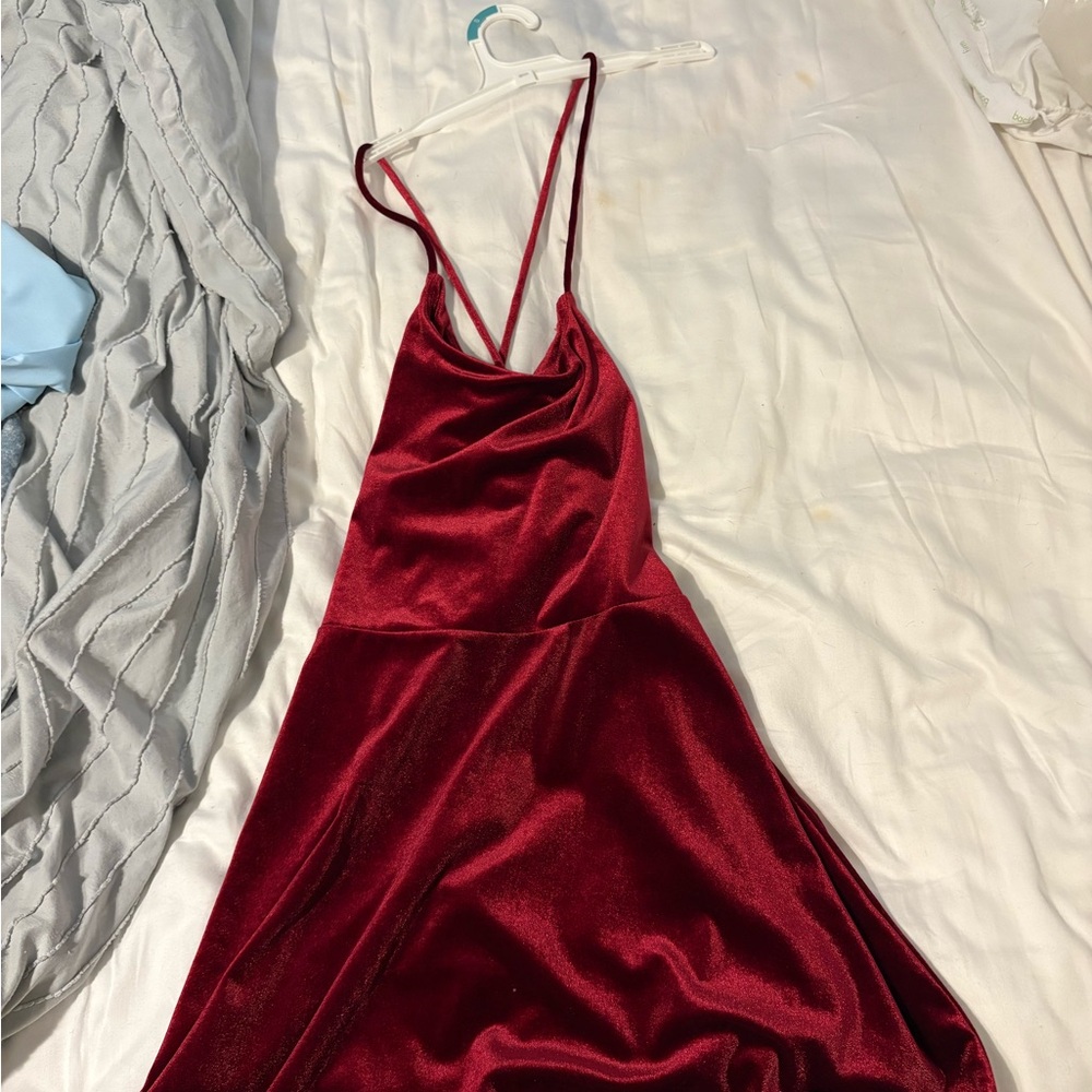 Elegant Red Velvet Dress